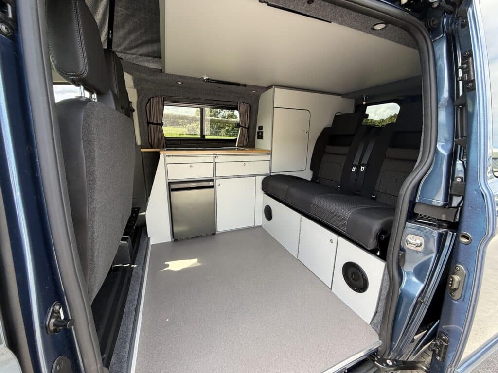 2025.08 Ford Custom Full Conversion SWB Looking Trough Open Sliding Door